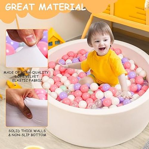 Foam Ball Pit, 35.4"x 11.8" Ball Pits for Toddlers, Soft Round Kiddie Baby Ball Pool for Kids, Ideal Gift for Babies Indoor Outdoor Game, Balls not Included (Off-White)
