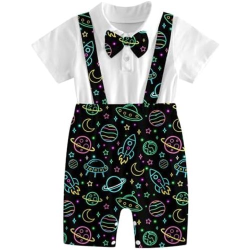 BFUSTYLE Baby Boy Clothes 2 in 1 Outfits 0-24 Months Romper Short Sleeve Infant Bodysuit with Bowtie