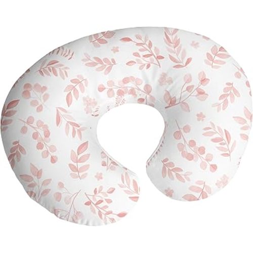Sweet Jojo Designs Blush Pink White Floral Leaf Girl Nursing Pillow Cover Baby Breastfeeding Slipcover Infant Newborn Nursery Bottle Breast Feeding Pillowcase (Pillow NOT Included) Bohemian Watercolor
