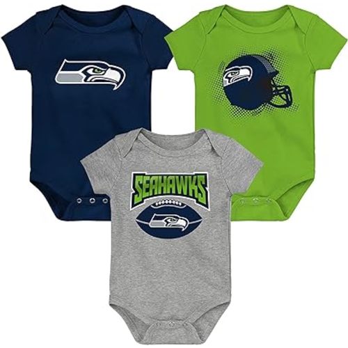 Outerstuff NFL Newborn Infants Game On 3 Piece Primary Logo Creeper Bodysuit Romper Set