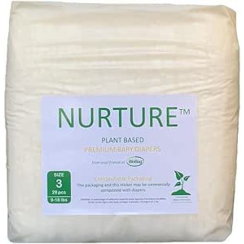 Amazon.com: Nurture Diapers by BioBag, Size 3 (9-18 pounds), 84 Premium Quality Baby Diapers, Chemical Free, Ultra Absorbent, Eco Friendly, Hypoallergenic, White : Baby