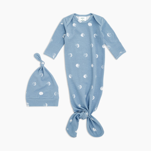 Aden + Anais Comfort Knit Knotted Gown + Hat Gift Set - Blue Moon