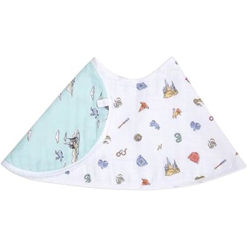 aden + anais Burpy Bib; 100% Cotton Muslin; Soft Absorbent 4 Layers; Multi-Use Burp Cloth and Bib; 22.5" X 11", Hogwarts Essentials