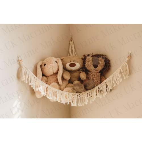 Toy hammock, soft toy storage, Boho nursery storage, Corner hammock, Macrame teddy hammock, teddy storage, Kids room decor, Baby shower gift