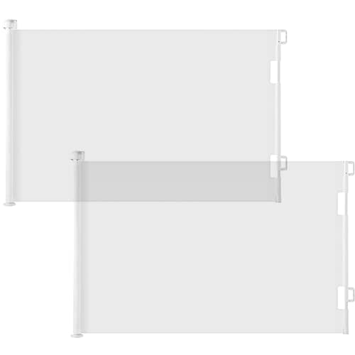 Cumbor 2 Pack Baby Gate Retractable Gates for Stairs, Mesh Dog Gate for The House, Wide Pet Gate 33" Tall, Extends to 55" Wide, Long Child Safety Gates for Doorways, Hallways, Indoor/Outdoor(White)