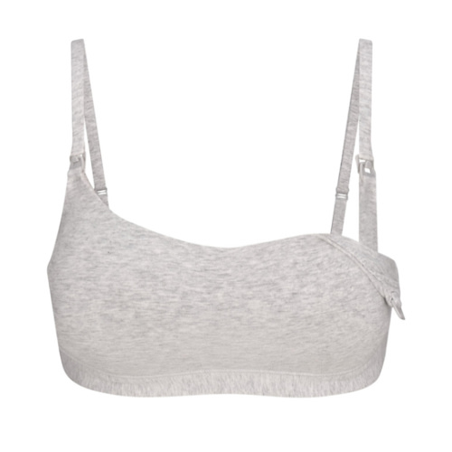 COTTON JERSEY MATERNITY NURSING SCOOP BRALETTE | LIGHT HEATHER GREY