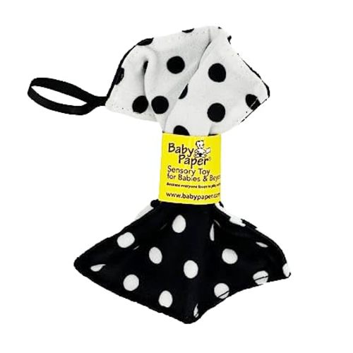 Baby Paper Original Crinkle Teether & Sensory Toy for Babies & Infants | White Black Dot Print | Non-Toxic, Washable | Great for Baby Showers