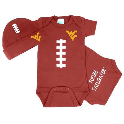 West Virginia Mountaineers Brown Baby Football Onesie and Football Hat Set