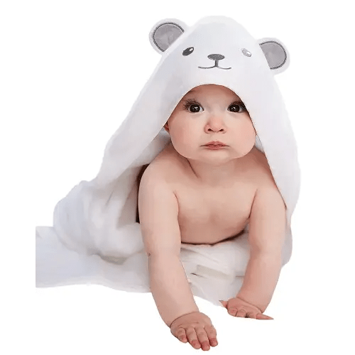 HIPHOP PANDA Hooded Towel - Rayon Made from Bamboo, Bath Towel with Bear Ears for Newborn, Babie, Toddler, Infant - Absorbent Large Baby Towel - Bear, 30 x 30 Inch