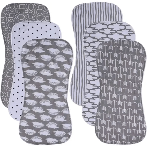 6 Pack Cotton Baby Burp Cloths Extra Absorbent Soft for Baby Boys and Girls