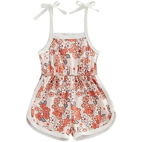 WZTYYDS Toddler Baby Girl Summer Clothes Floral Romper Tie-Up Strap Halter Jumpsuit Infant Summer Sling Playsuit 6M-3T