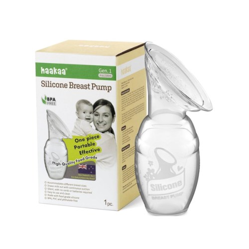 haakaa Manual Breast Pump for Breastfeeding, Silicone, Clear 4oz/100ml
