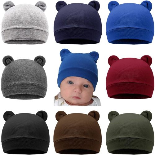 DRESHOW BQUBO 8 Pack Unisex Baby Beanie Hat Infant Toddler Kid Hats Baby Soft Cute Knit Cap Nursery Beanie
