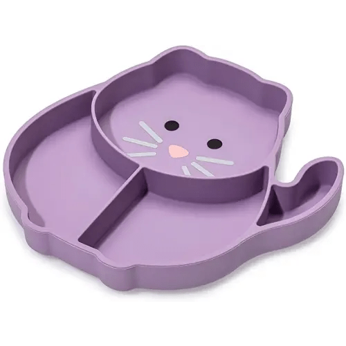 melii Divided Silicone Suction Plate - 100% Silicone, for Baby + Toddlers – BPA Free, Dishwasher & Microwave Safe (Cat)