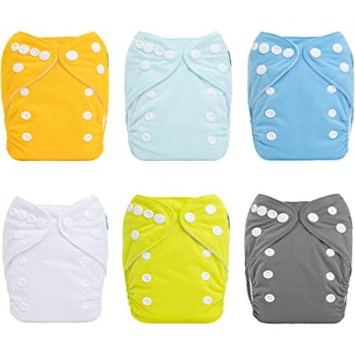 ALVABABY Newborn Cloth Diapers Pocket for Less Than 12 Pounds Boys and Girls Cloth Diaper Nappy 6 Pieces of Snaps diapers with 12 Inserts 6SVB98-CA