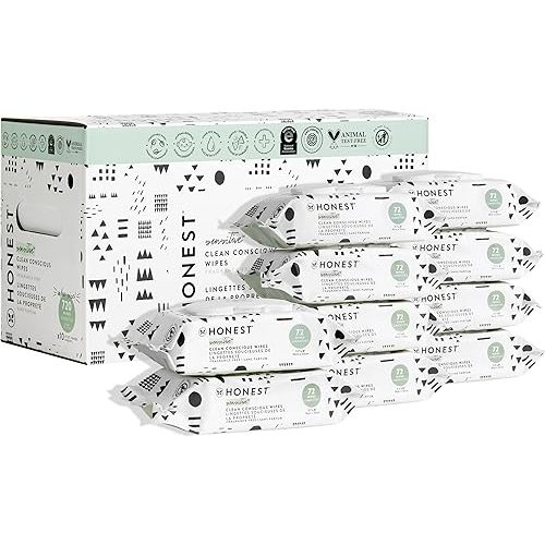 The Honest Company Clean Conscious Unscented Wipes | Over 99% Water, Compostable, Plant-Based, Baby Wipes | Hypoallergenic for Sensitive Skin, EWG Verified | Pattern Play, 720 Count