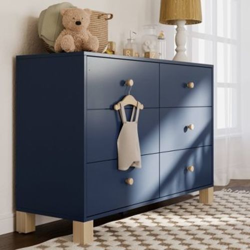 Storkcraft California 6-Drawer Double Dresser - Midnight Blue/Driftwood
