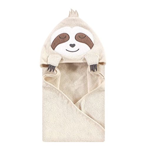 Hudson Baby Unisex Baby Cotton Animal Face Hooded Towel, Sloth, One Size