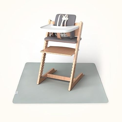 Tiny Twinkle Alfombrilla antideslizante para debajo de la trona o la mesa | 44" x 44" Alfombrilla impermeable y a prueba de desorden para trona de bebé, lavable a máquina para comidas o actividades