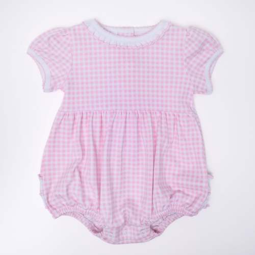 Baby Girl Pima Cotton Bubble - Pink Mini Checks - Magnolia Baby