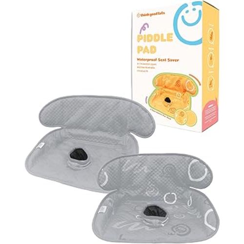 Grey Piddle Pad: Waterproof Car Seat Protector for Potty Training Toddlers, Babies - Anti-Slip Backing, Machine Washable, Universal Fit, Stroller (2 Pack)