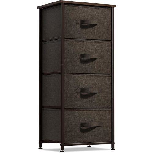 Sorbus Nightstand with 4 Drawers - Bedside Furniture & Night Stand End Table Dresser with Steel Frame, Wood Top, Easy Pull Fabric Bins for Home, Bedroom Accessories, Office & Dorm