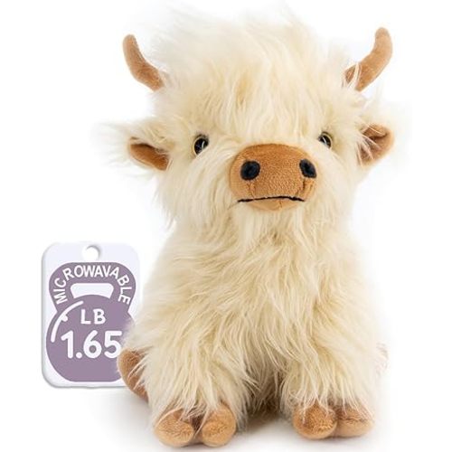 MARYSUN Microwavable Highland Cow Stuffed Animal - Weighted Stuffed Animal Plush, Heating Pad, Cozy Gift for Girls|Women|Kids|Elderly People