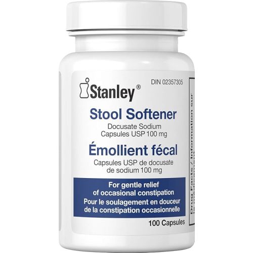 Stanley Pharmaceuticals Stool Softener, For Gentle Relief of Occasional Constipation, 100 Capsules