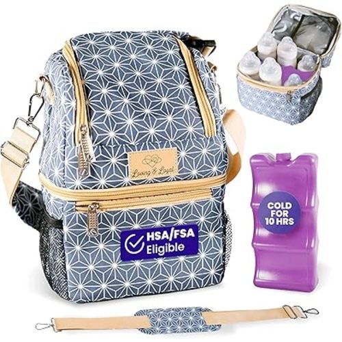 Breastmilk Cooler Bag with Ice Pack – Insulated Bottle Bag for 6 Bottles | Portable Travel Milk Chiller for Baby, Daycare & Pumping Moms | HSA/FSA Approved by Loving & Loyal