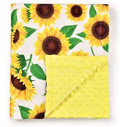 Boyoung Baby Blanket, Soft Minky Warm Blanket for Boy or Girl, Receiving Blanket with Double Layer Dotted Backing for Newborns Nursery Stroller Toddlers Crib Bedding (30x40 Inch) Sunflower, 7894218