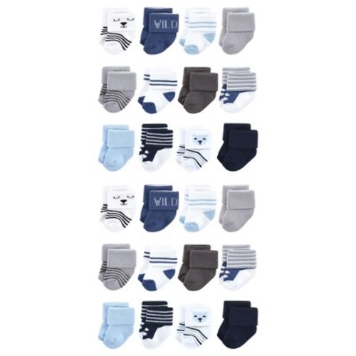 Hudson Baby Cotton Rich Baby Terry Socks 24-Pack, Color: Bear boy, Size: 0-6 months
