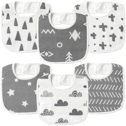 6 Pack Organic Baby Bibs for Unisex Boys Girls, Teething Baby Bib, Soft Cotton Baby Drool Bibs