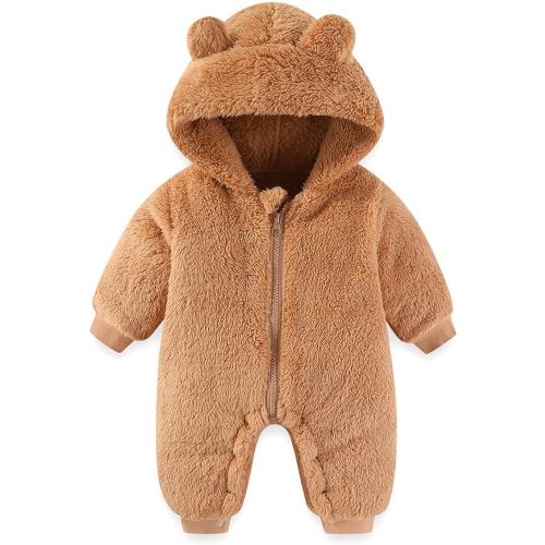 UVIPC Baby Newborn Bear Fleece Snowsuit Winter Coat Warm Hooded Jumpsuit for Baby boy girl