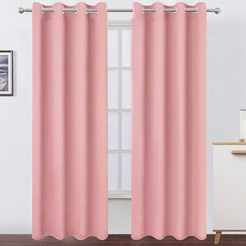 LEMOMO Blackout Curtains 66 x 84 inch/Pink Curtains Set of 2 Panels/Thermal Insulated Room Darkening Bedroom Curtains