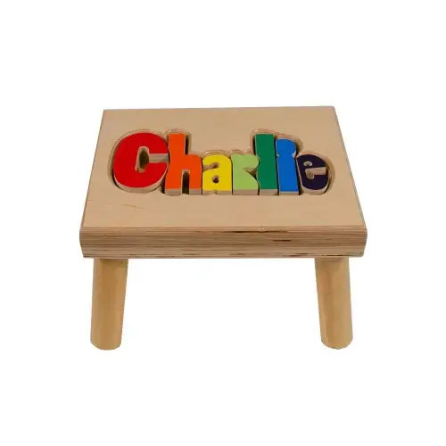 Puzzle name step stool with one name | Kidoodles Inc
