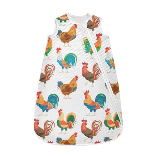 vvfelixl Roosters Chickens Farm Cockerel Colorful Design Baby Sleeping Bag,Baby Wearable Blanket,Toddler Sleep Sack,Sleep Suit for Infant Newborn Baby 0-6 Months