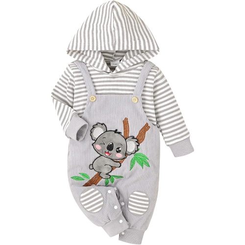 Baby Boy Girl Clothes Long Sleeve Outfits Fall/Winter Baby Romper Ribbed Hoodie Clothing