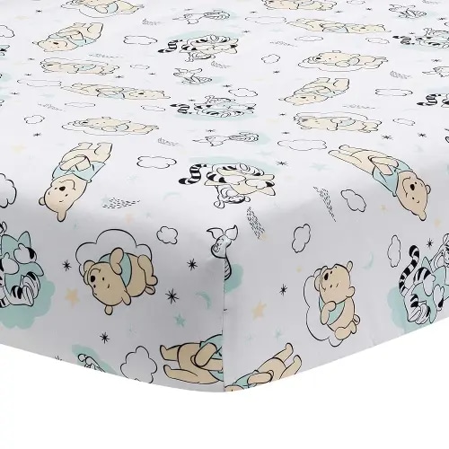 Lambs & Ivy Disney Baby Winnie The Pooh Hugs White Fitted Crib Sheet