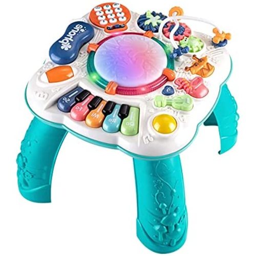 Tuko THISMY Learn and Groove Musical Table for Baby Toys 6 to 12 Months, Activity Table for 1 2 3 Years Old, 11.8×11.8×12.2 Inches (White) (Blue) (Blue)