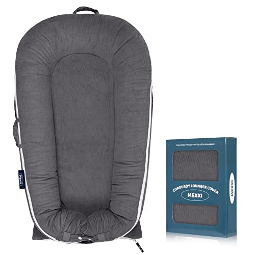 Corduroy Baby Nest Cover for Dockatot Deluxe+ Docks | MEXXI Hypoallergenic Cotton Newborn Lounger Cover | (Cover Only) (Charcoal)