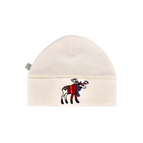 Embroidered Roll Up Hat - Ivory Moose | 100% Organic - Finn + Emma