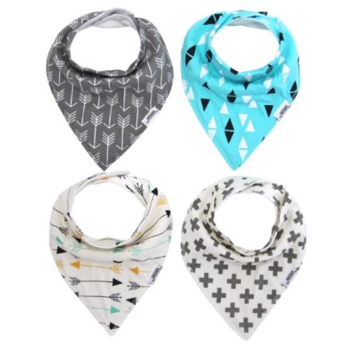 Matimati Baby Bandana Drool Bibs, Unisex 4-Pack Absorbent Cotton, Cute Baby Gift for Boys & Girls (Arrows & Triangles)