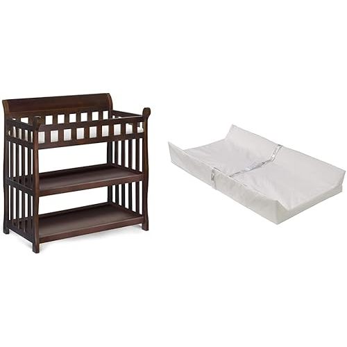 Delta Children Eclipse Changing Table with Changing Pad, Black Cherry & Foam Contoured Changing Pad with Waterproof Cover