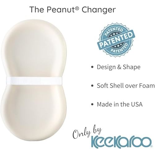Keekaroo Peanut Changer Baby Vanilla – The Original Made in USA Easy-to-Clean Changing pad and The only Shell Over Foam, Fully Water Repellant, Wipeable Diaper pad, Wipe-Clean Changing pad
