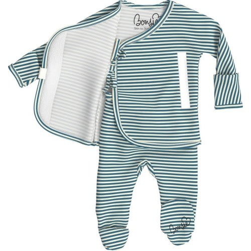 Baby Baby Skin to Skin Footie, 0-3M, Steel Stripes