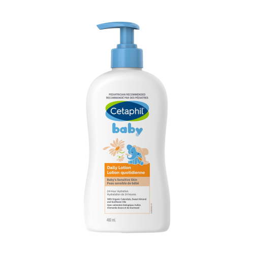 Cetaphil Baby Daily Lotion with Organic Calendula | 24hr Hydration | Hypoallergenic and Pediatrician Recommended | 400ml with Pump, Paraben Free