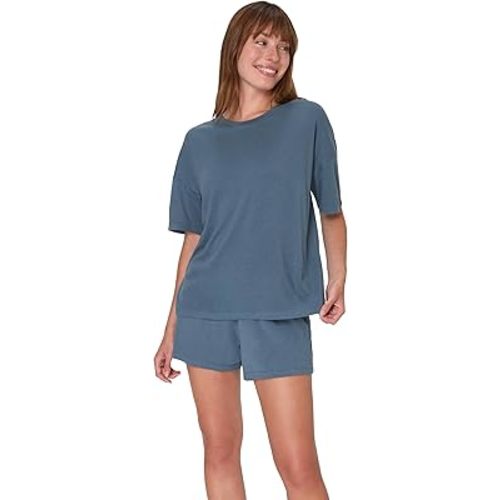 Hanes Women's Originals SuperSoft Comfywear 2 Piece Lounge Boxy T-Shirt & Sleep Shorts Loungewear Set