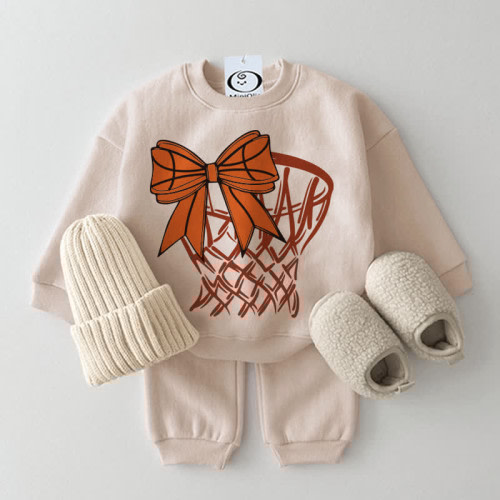 Baby Basketball Hoop Beige Sweatshirt 2-piece Set