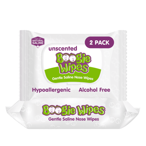 Boogie Wipes Gentle Saline Wet Wipes for Runny or Dry Nose, Hypoallergenic, Fragrance-Free Unscented, 90 Count HSA/FSA Eligible
