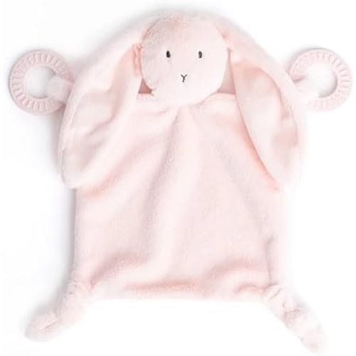 Bella Tunno Teether Buddy – Soft, Plush Baby Lovey with Textured Baby Teether Toy and Gentle Rattling Head, Comforts and Brings Teething Relief, Colorful Animal-Themed Baby Teething Toys (Bunny)